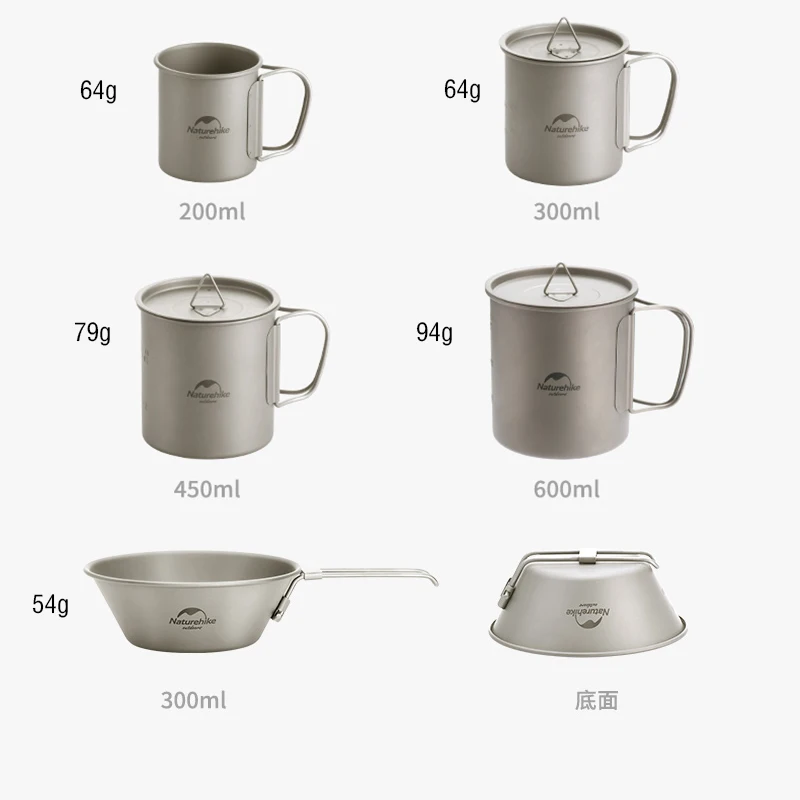 Naturehike Titanium Cup Ultralight Folding Cooking Set Bowl Coffee Water Camping Cookware Outdoor Kitchen Mug | Спорт и развлечения