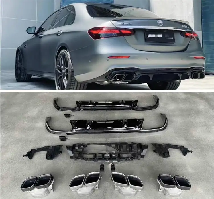 

Полипропиленовые черные наконечники для багажника заднего бампера, спойлер, диффузор, выхлопные наконечники для Mercedes Benz W213 E Class E63 AMG 2021 2022