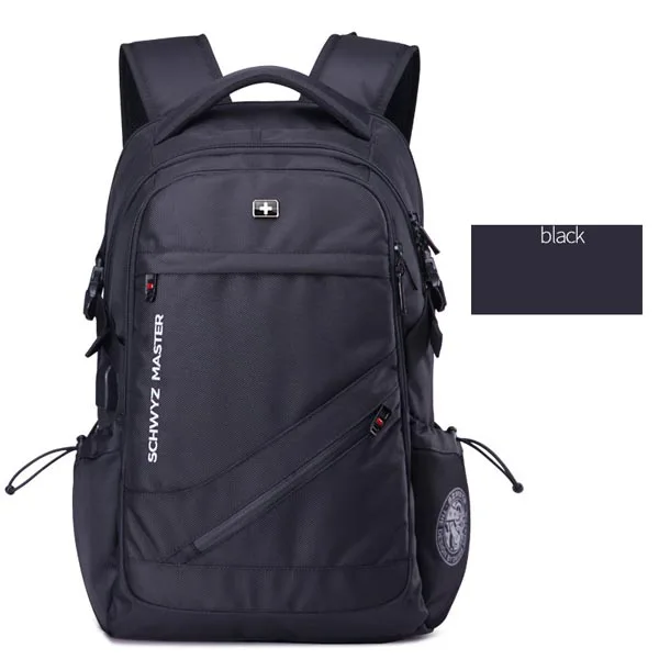 Швейцарский Мужской рюкзак mochila с защитой от кражи, рюкзак USB для ноутбука, школьные дорожные сумки, водонепроницаемый деловой Рюкзак 15,6 17 дюймов для ноутбука wo для мужчин - Цвет: black