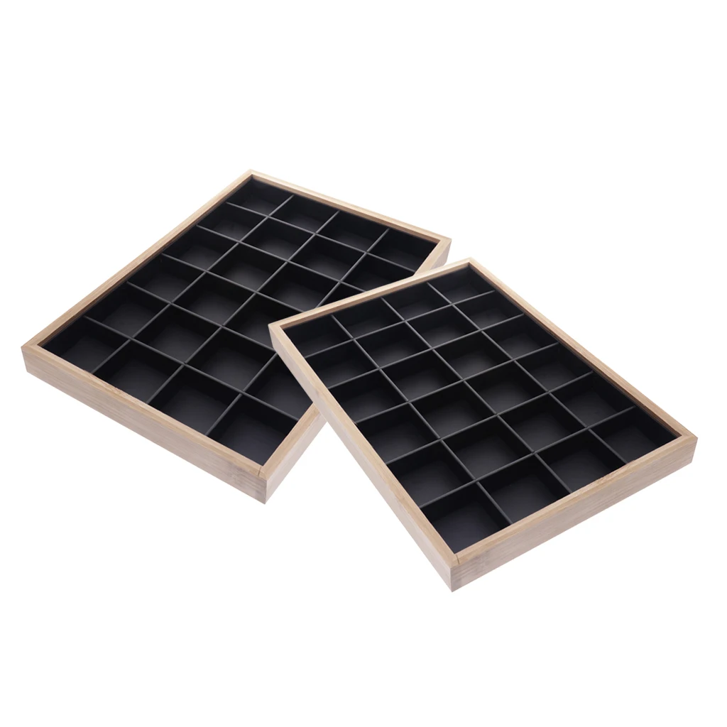 2 шт штабелируемые 24 Сетки ювелирных изделий лоток Витрина Дисплей Организатор 13