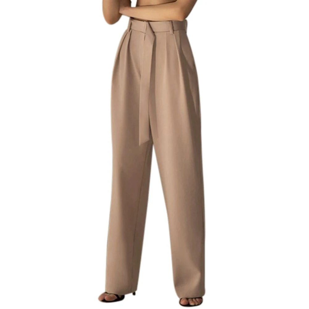 

Осенние темпераментные модные женские брюки с высокой талией, Костюмные брюки, вертикальные широкие брюки