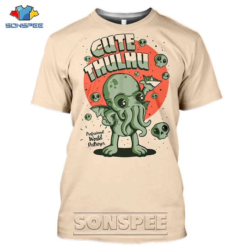 

Cthulhu legendary T shirt Men monster kraken Game Tee 3D Print octopus Harajuku green T shirt Sea Monster tshirt homme Clothing
