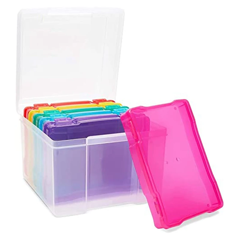 5X7 inch Photos Cases and Clear Craft Keeper with Buckle Design 6 Inner Cases Plastic Storage Container Box