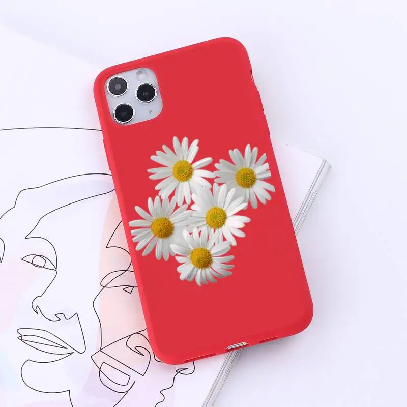 

Flower daisy Phone Case Red Candy Color for iPhone 6 7 8 11 12 s mini pro X XS XR MAX Plus
