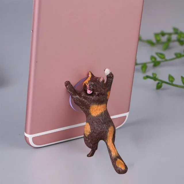 Brown Держатель для телефона милый кот таблетки настольная подставка с присоской смолы подставка для мобильного телефона держатель присоска Дизайн чехол для соски в форме игрушки для смартфона - Цвет: Brown