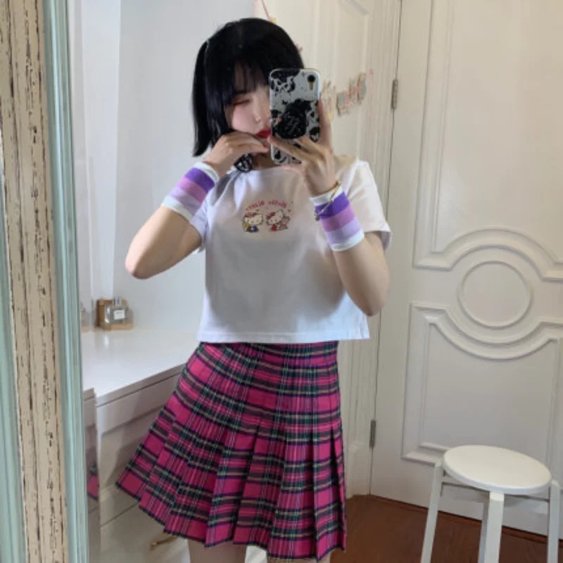 

Cute black short-sleeved T-shirt female summer 2021 new loose Gothic style hot girl y2k Short top Cotton printing short sleeves