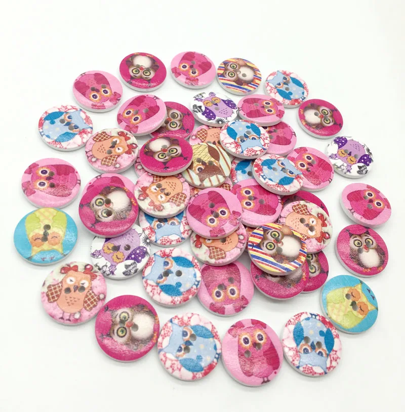 

50 шт., деревянные пуговицы в виде животных