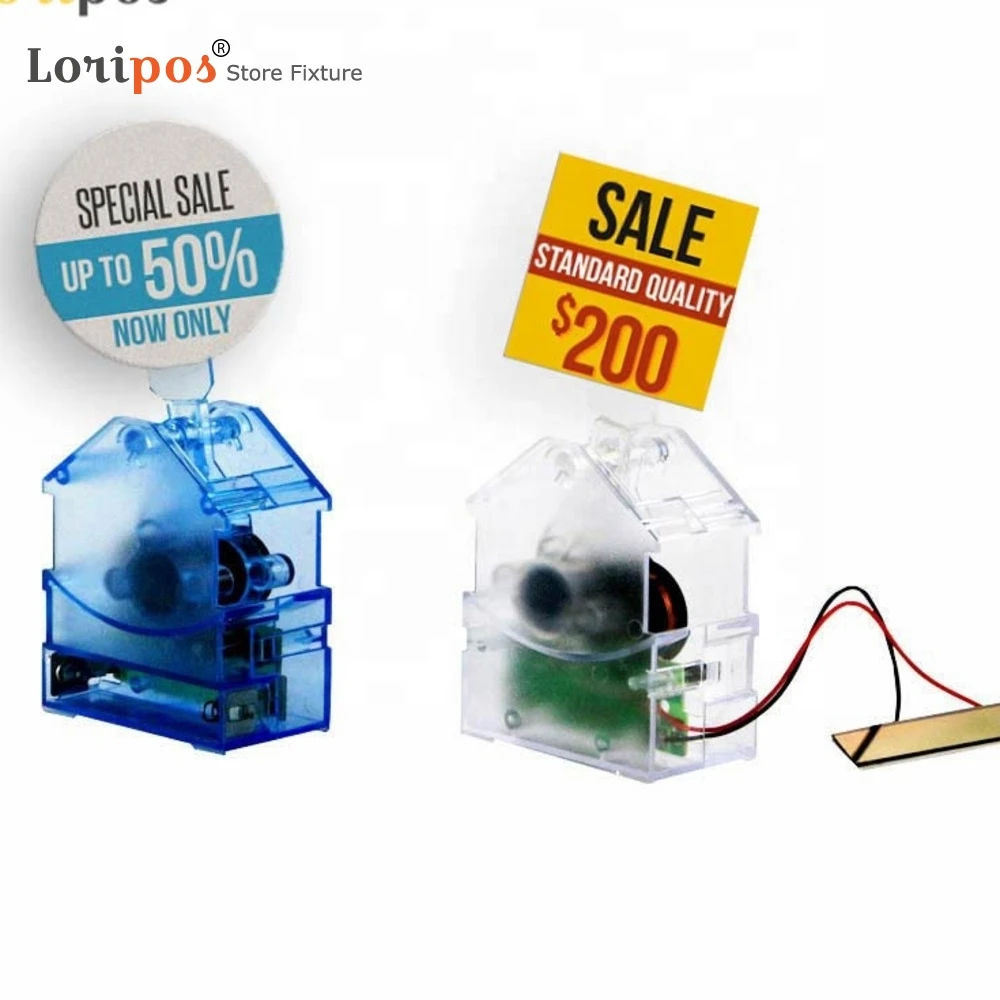 Motor Swing Pop Solar Energy Wave Automatically Display Plastic Card Holder Sticky Stand Sign Wobbler Blue
