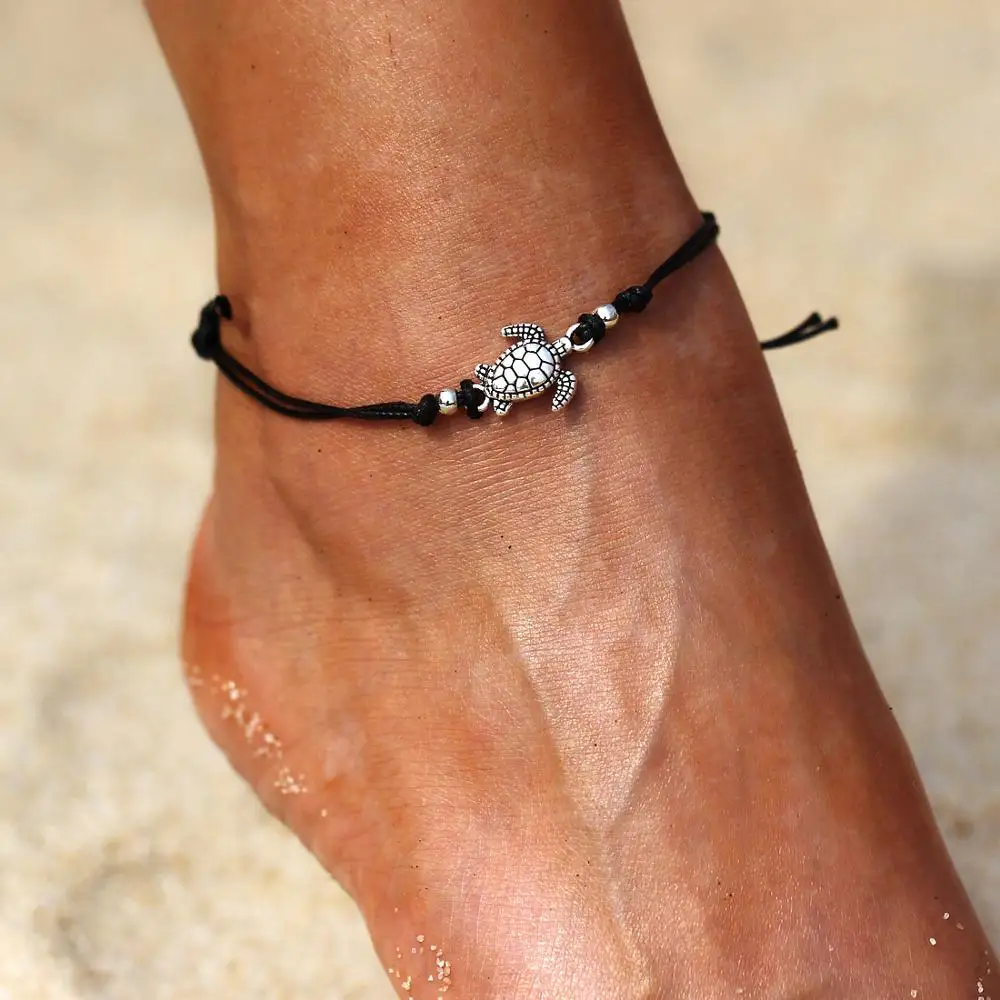 

Boho Adjustable Anklet Antique Sea Turtle Animal Charm Beads Chain Anklet Women Summer Beach Sandals Ankle Bracelet
