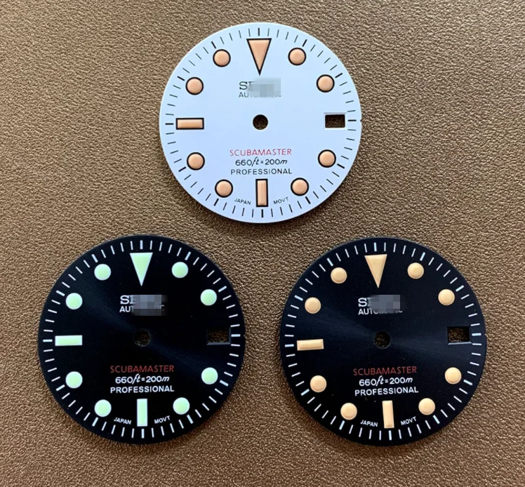 SKX007 28 5 мм зеленый светящийся серебряный циферблат часов для движения NH35/36 с