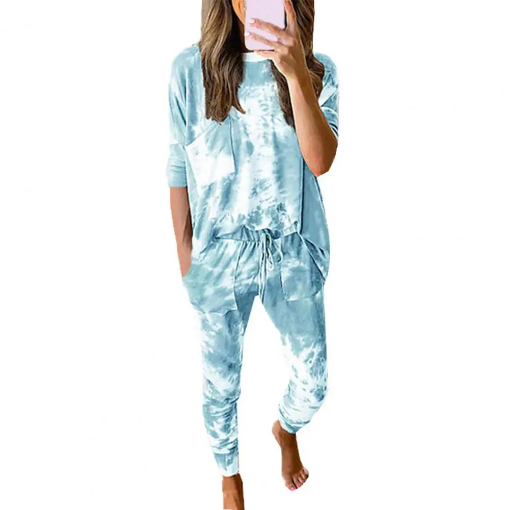 

2pcs Printed Two Piece Set Women Pant Suits Casual Long Sleeve O Neck Pullovers Top Long Pants Sweatpants Women Sports Outfits