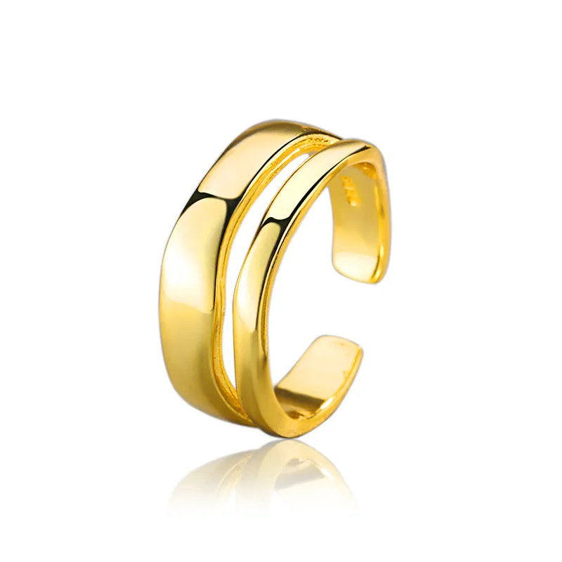 

Fashion Lovers Series Jewelry For Women.Simple Polishing Craft Double Curved Waveform Opening Adjustable Wedding Ring.