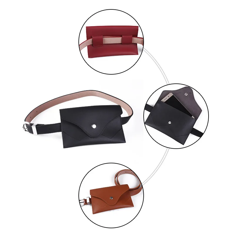 Модная Новая женская кожаная поясная сумка для девушек Корейская мини на