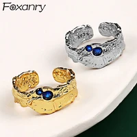 foxanry 925 stamp finger rings fashion creativity irregular zircon creative handmade for women jewelry party gifts