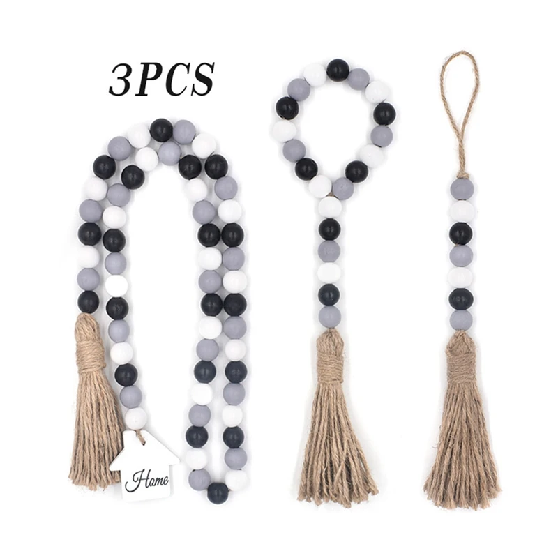 Деревянная гирлянда из бусин с кисточками деревенский фермерский многоярусный