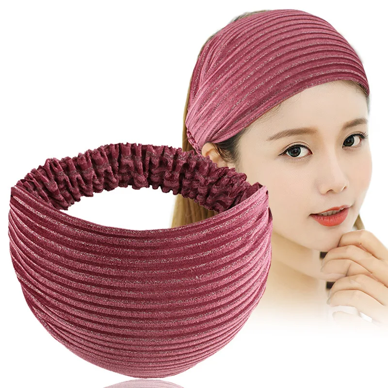 

Autumn/winter wide edge elasticated headband canary-velvet non-slip headband