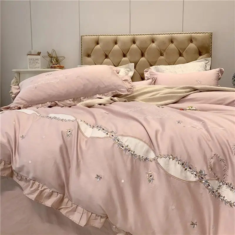 

J2 Bedding Set Queen Size embroidery Home Bedding Sheet egyptian cotton Bed Linen ropa de cama King Bed Set Duvet Cover J/7pcs