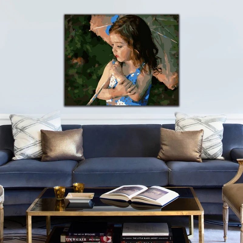 DIY картинки для раскраски по номерам с зонтиками девушка Картина Рисунок Рельеф