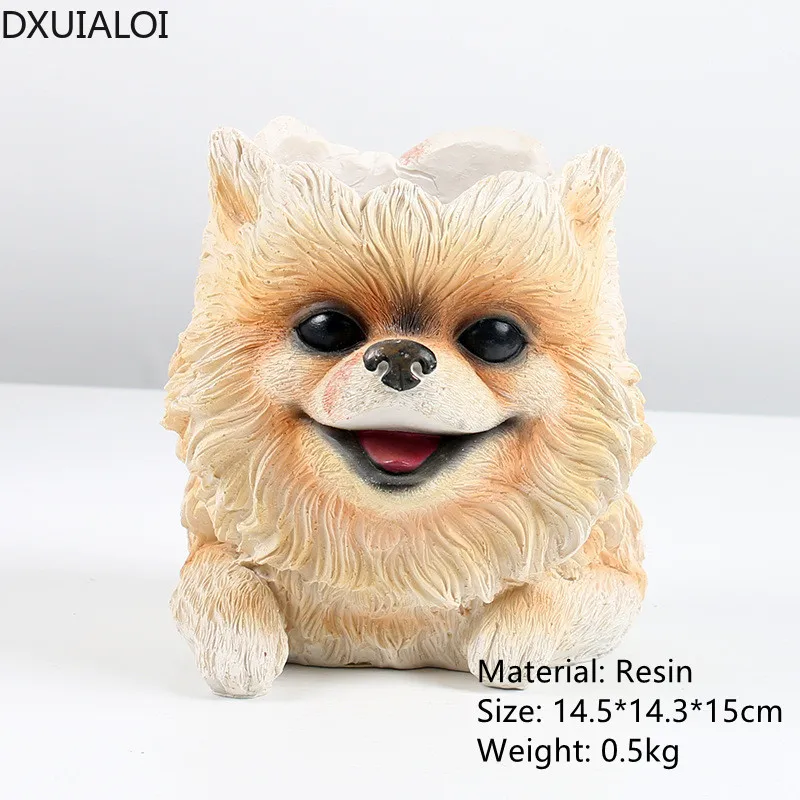 

DXUIALOI resin creative animal puppy flower pot container desktop potted simple breathable plant flower pot home decoration