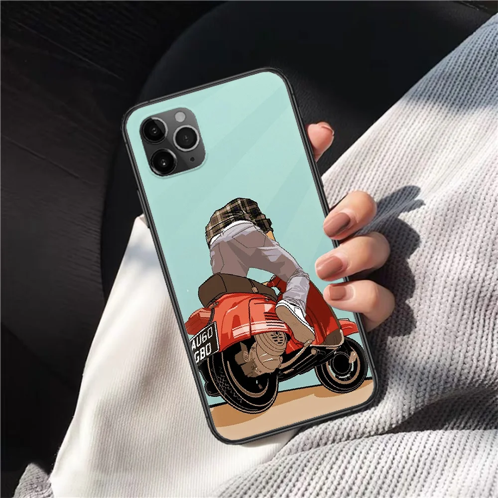 

Scooter Vespa Phone Case For Iphone 11 12 Mini PRO XR X XS MAX 6 6s 7 8 Plus 5 5s SE 2020 black Back Silicone Cell Soft Coque