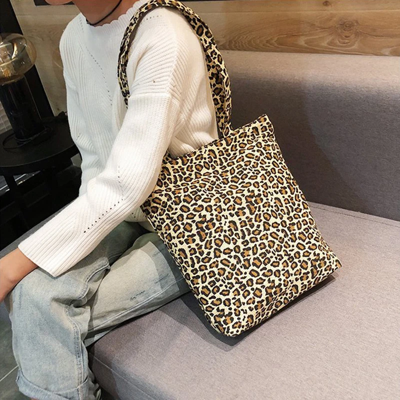 

Bags Men & Women Unisex Canvas Shoulder Bag Fashion Leopard Print Shopping Bag Shoulder Bag Handle Bag Shoulder Bags
