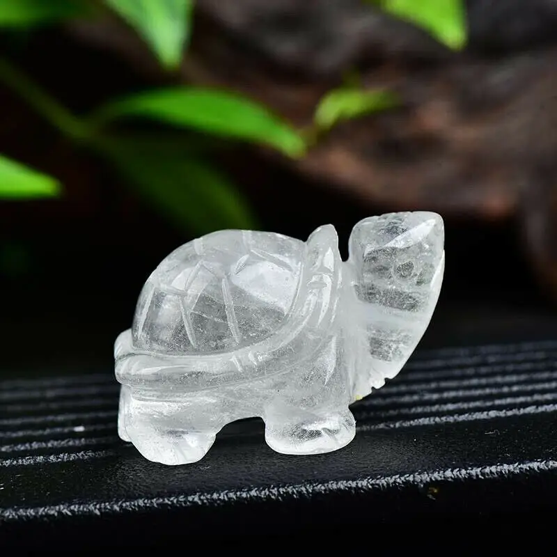 

Natural white Quartz Crystal Hand Carved tortoise reiki healing.