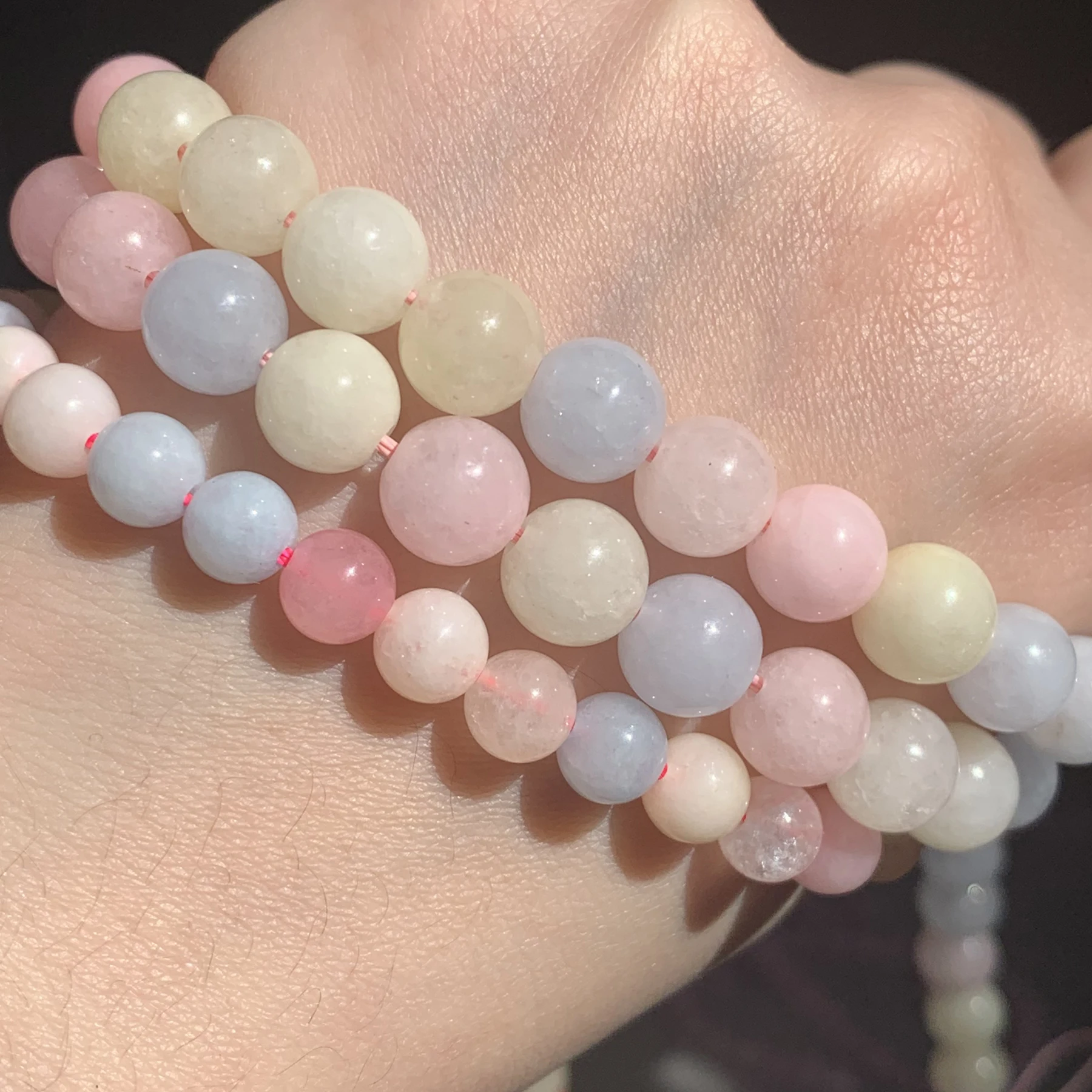 

Wholesale Colorful Morganite Stone Beads Handmade Diy Bracelet Necklace 6/8/10mm Round Loose Spacer Beads For Making Jewelry 15"
