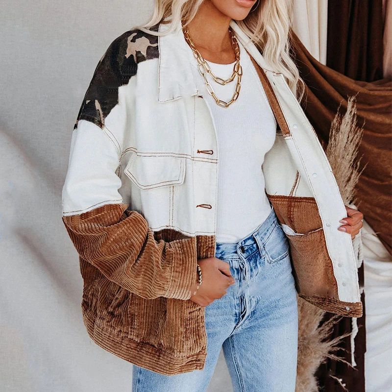 Осенне-зимняя новая стильная коричневая ретро камуфляжная куртка с отложным