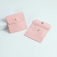 20 microfiber snap button pouch pink wedding favor bags for jewelry ring brooch necklace packaging organizer envelope bag