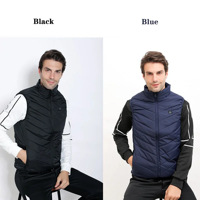 13 Areas Electrical Heated Vest Men Jacket USB Winter Thermal Heating Jacket Sleevless Outdoor Fishing Waistcoat Hiking Vest