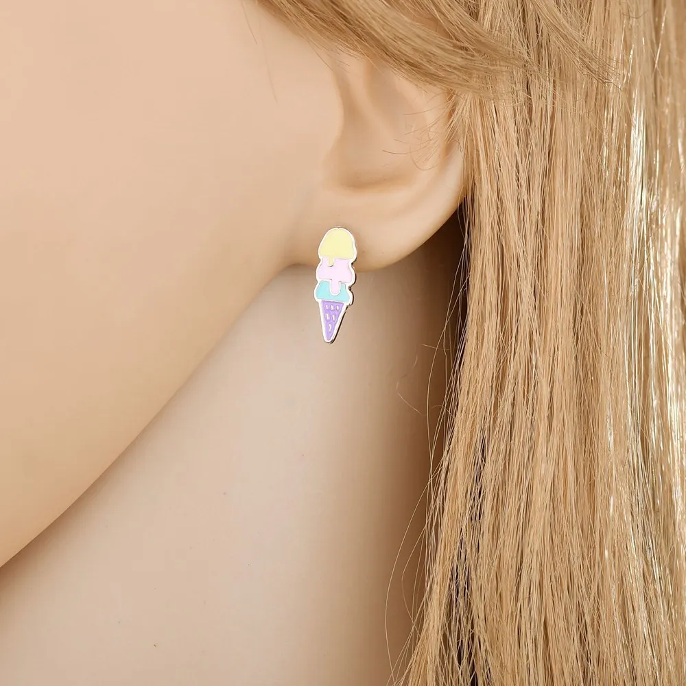 Милые корейские серьги для женщин и мужчин радуга цветок бабочка арбуз