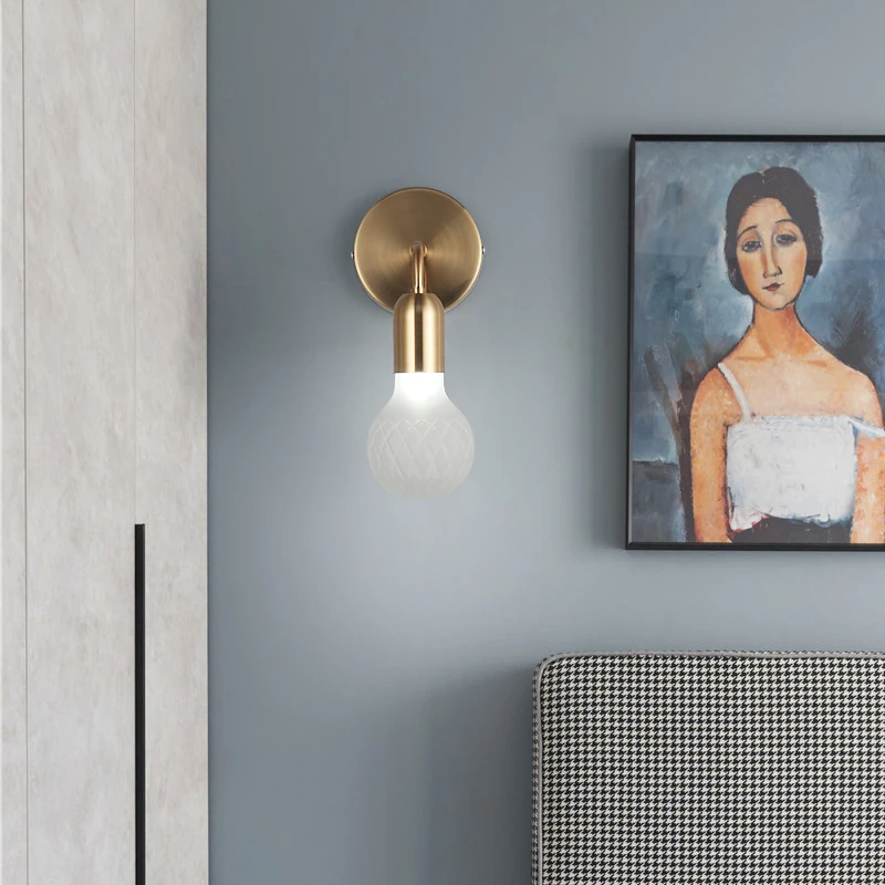 

Simple Brass Wall Lamp Light Holder with Clear/frosted Lampshade,bathroom Mirror Corridor Led Wall Light Fixture Bulb Included