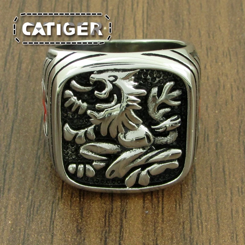 Бесплатная доставка панк кольцо из нержавеющей стали 316L с Тотем Феникса