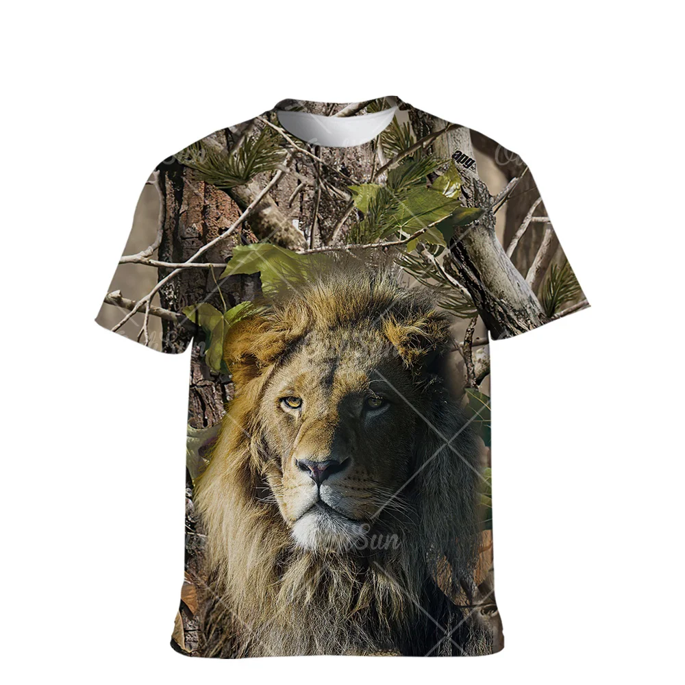 

Men's Camouflage Forest Pattern T-shirt Round Neck Shirt Fashion Animal Print Short-Sleeved T-Shirt Tops Summer Men's Streetwear