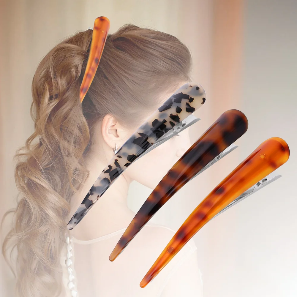 

3pcs Acrylic Duckbill Clip Hairdressing Clips Hair Styling Clips Partition Clamp for Girls