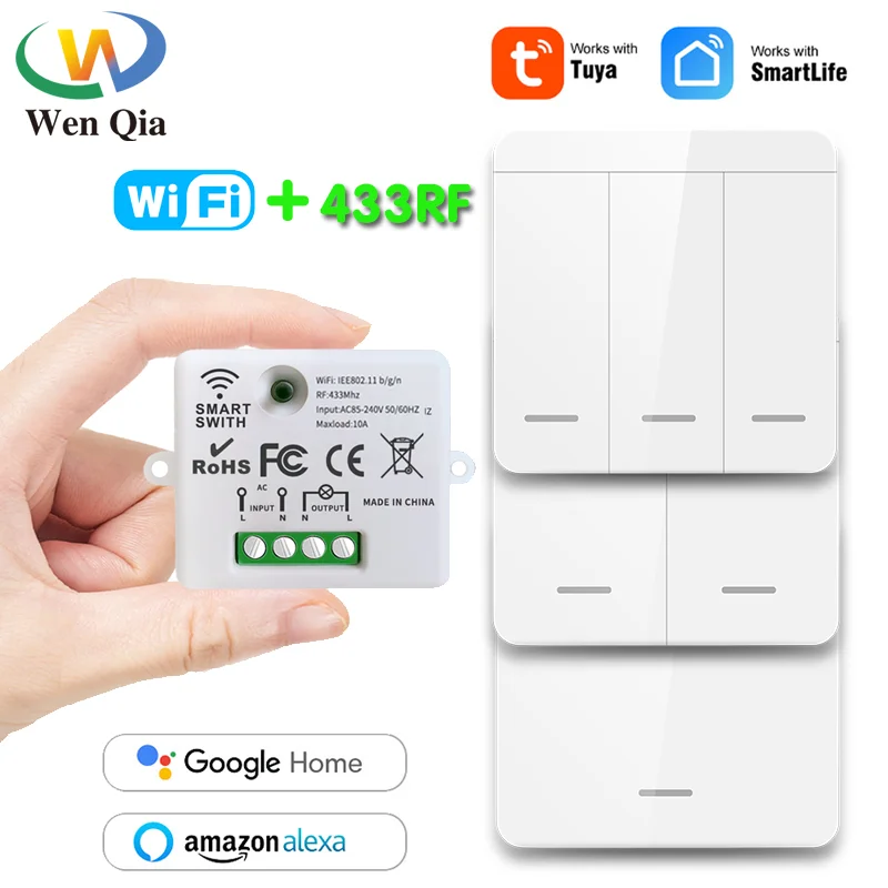 

Smart Wifi Light Switch 433MHz RF Wall Switch Tuya Smart Life App Wireless Smart DIY Breaker Module Works with Alexa Google Home