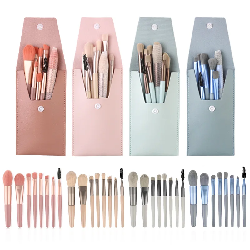 5pcs/8pcs Mini Travel Portable Soft Makeup Brush Set Cosmetic Powder Eye Shadow Foundation Blush Blending Beauty Make Up Tool