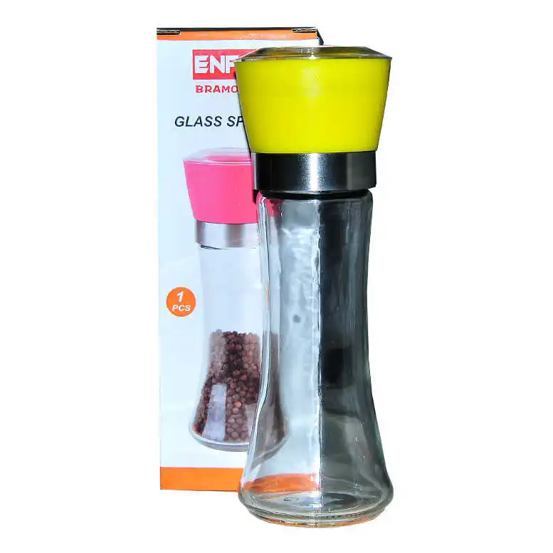 Стеклянная мельница для соли и перца Длинная желтая | Дом сад