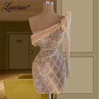 lowime champagne one shoulder prom dresses 2022 women teens homecoming graduation dress black girls evening cocktail party gowns