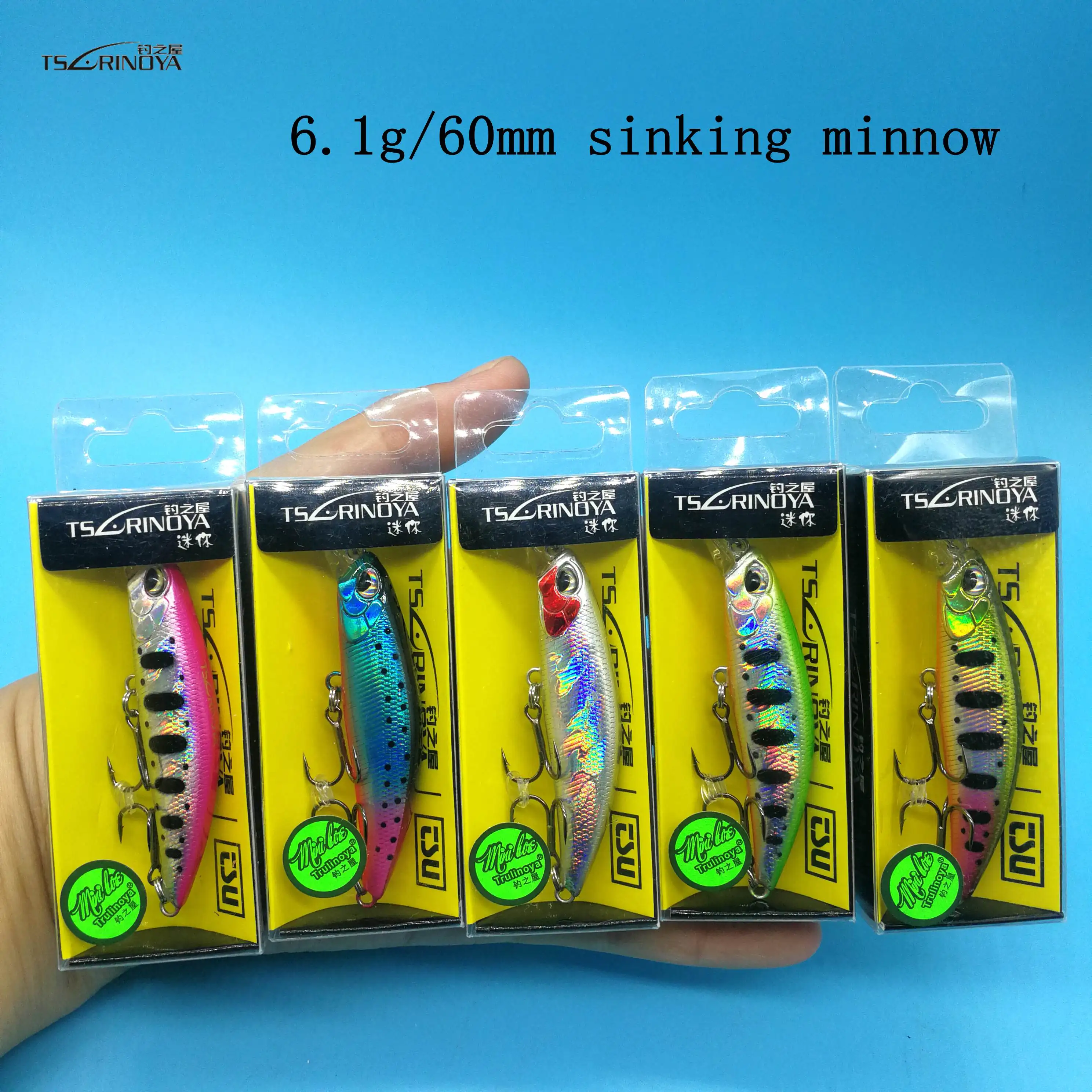 TSURINOYA 5 шт. Новый dw67 мини тонущие приманки Minnow 6 1 г/60 мм 12 цветов 3D глаза тройной