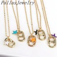 10pcs gold soda cap 2 holes oval pendant necklace enamel star charm necklace fashion women girl jewelry