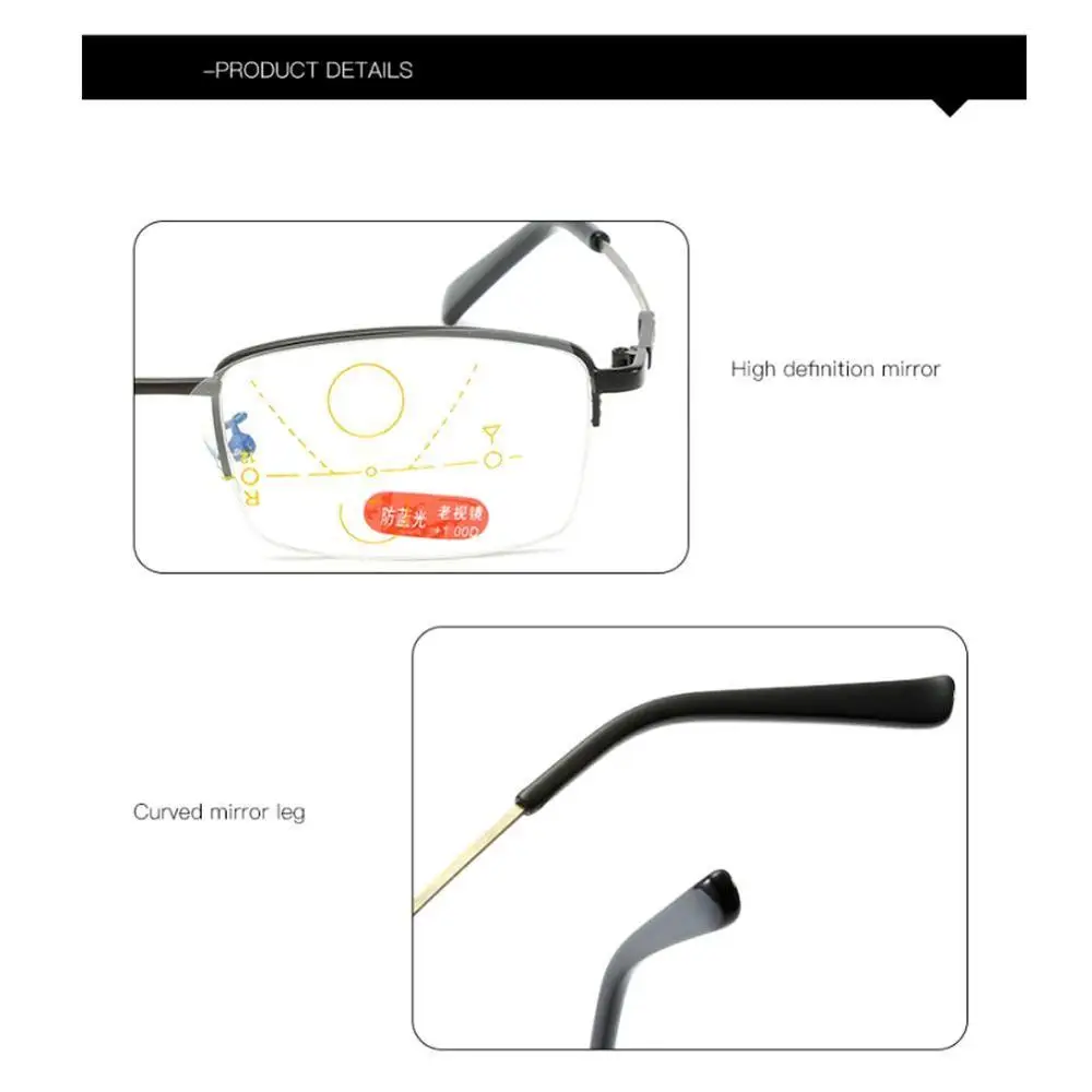 Универсальный зум очки для чтения прогрессивные мульти фокус анти синий луч Часы