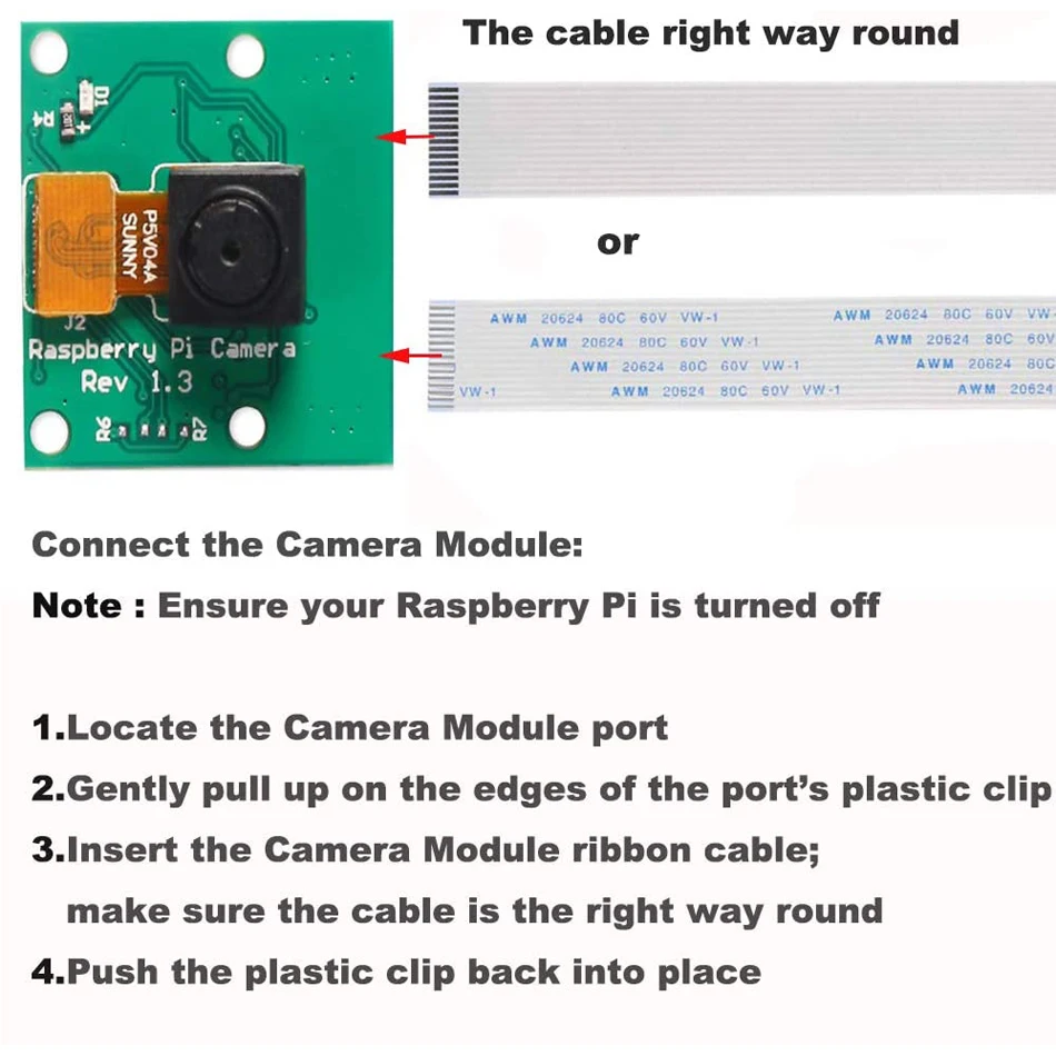 Raspberry Pi 4 Camera Video Module 5 Megapixels 1080p Sensor OV5647 Webcam for Raspberry Pi Model A/B/A+/B+, Pi 2B Pi 3B, Pi 3 B