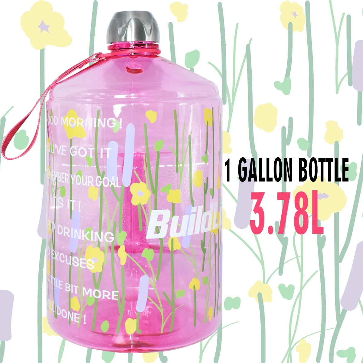 Little Grass Bottle Quifit 128 унций 64 унции 32 унции 1 галлон BPA бесплатно пластиковая большая бутылка для воды для питья кувшин Тыква для путешествия спорт, фитнес, тренажерный зал бутылка воды эко - Цвет: Little Grass Bottle