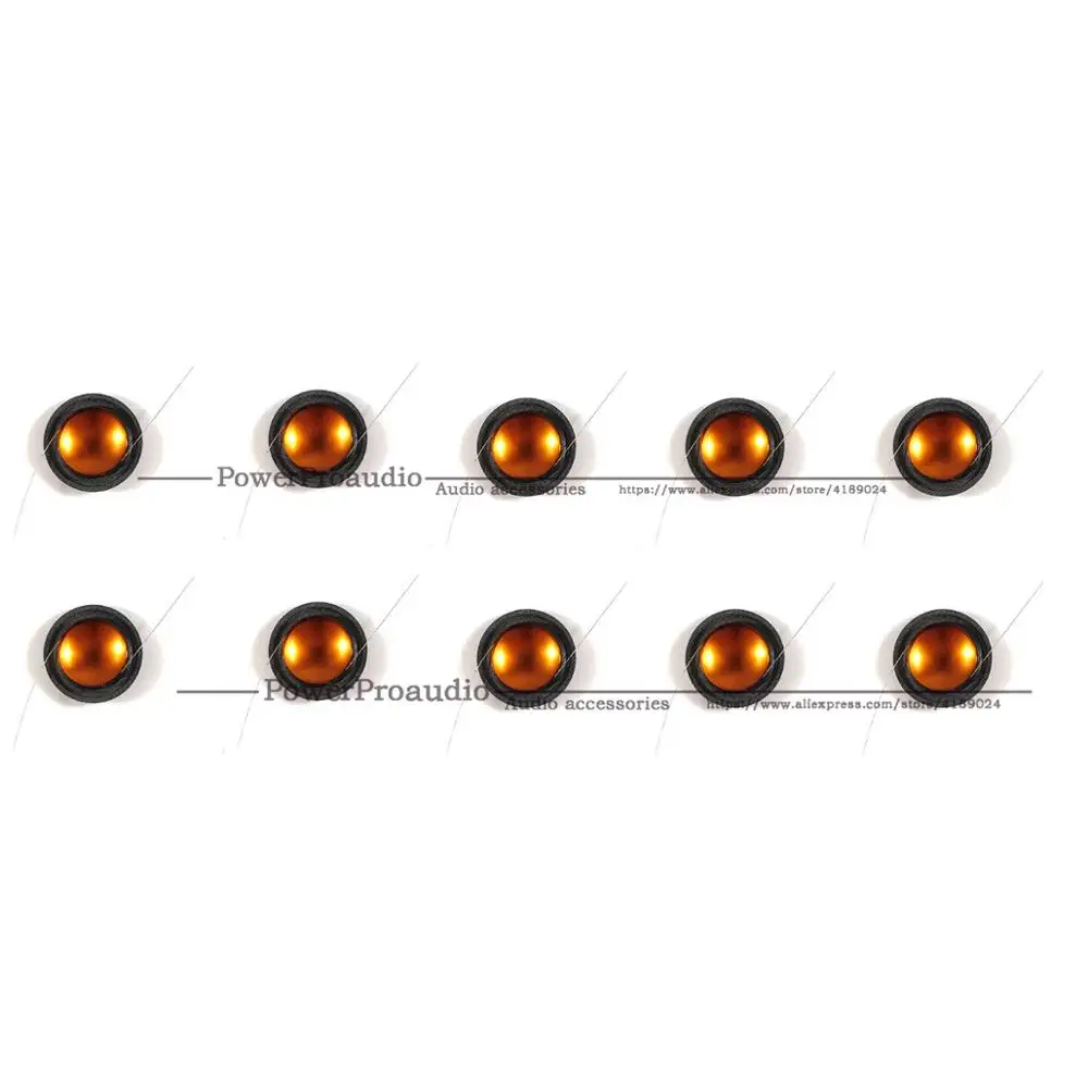

10pcs 20.4mm silk+Gold color aluminium Dome diaphragm Tweeters Voice coil (Lead wire both Size)