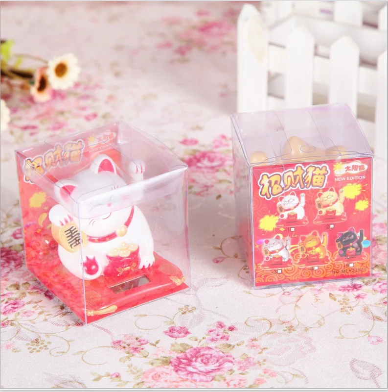 Fashion Gold White Solar Powered Maneki Neko Welcoming Fortune Cat Lucky For Home Car Hotel Restaurant Decor Craft | Дом и сад