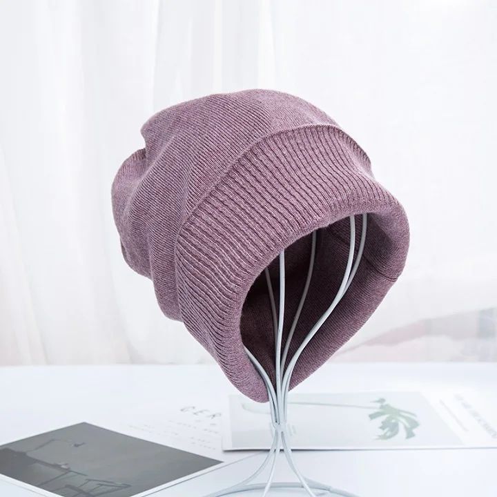 purple VISROVER, 6 цветов, унисекс, Осень-зима, сплошной цвет, натуральный кашемир, шапочки, лучшее соответствие, новинка, кашемир, для мужчин и женщин, теплые, skullies - Цвет: purple