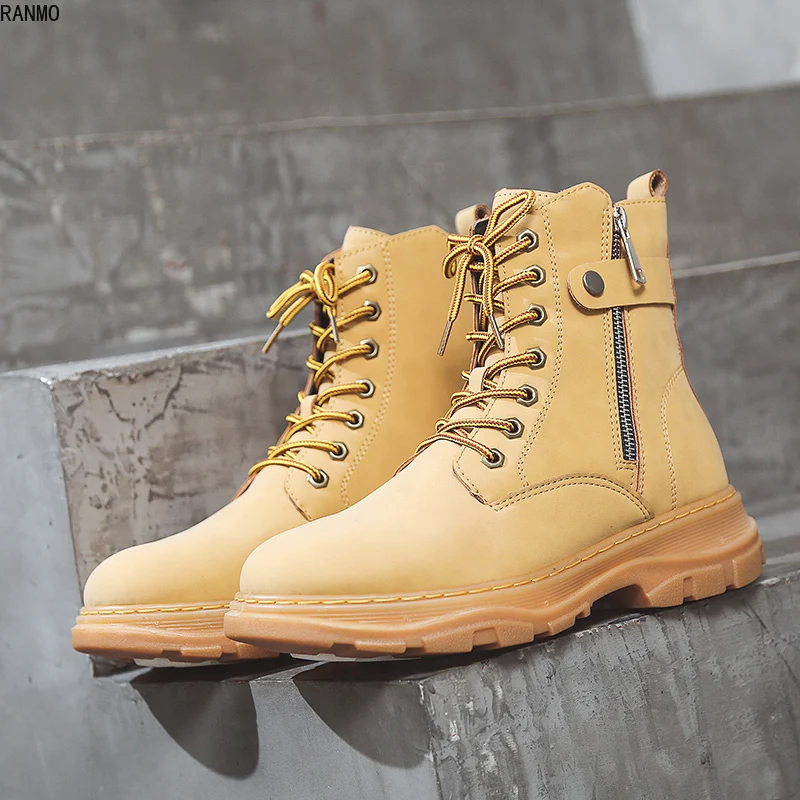 

Ботинки мартинсы женские, черные ботинки на толстой подошве и боковой молнии, Осень-зима 2021