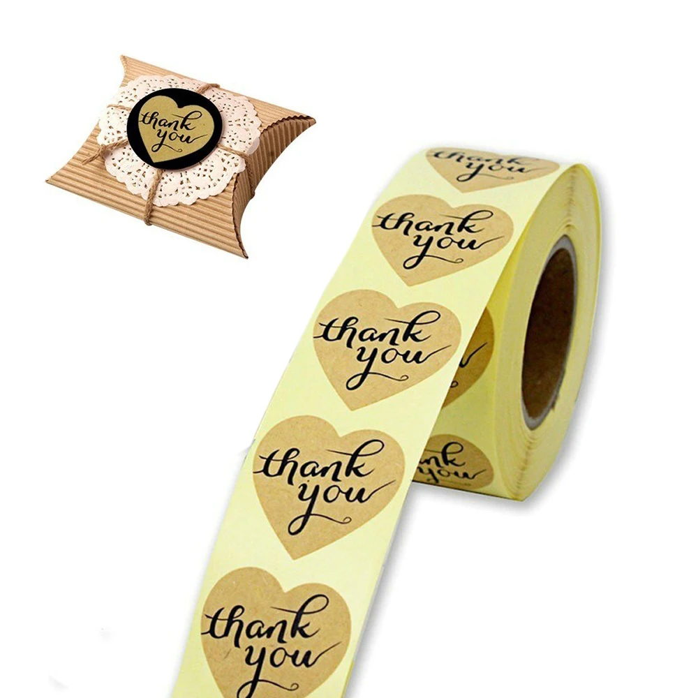 

Наклейка в форме сердца с надписью «thank you»