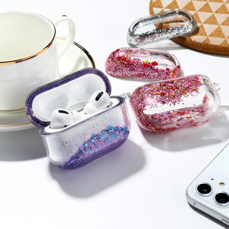 Чехол для Airpods Pro Liquid Quicksand Жесткий из поликарбоната apple airpods 3 2 1 аксессуары